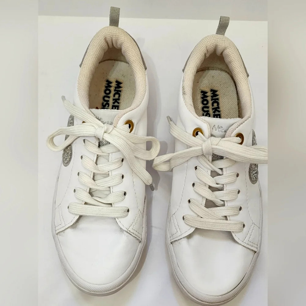Disney Mickey Mouse Girls White Lace Up Sneaker Girlhoodcore, sz 2